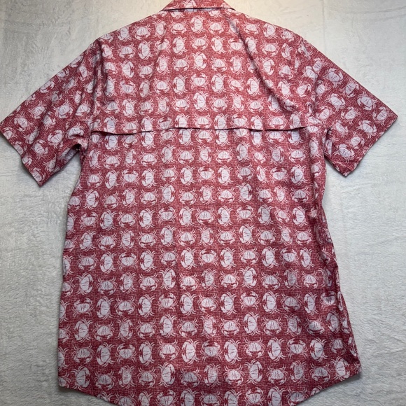 IZOD Saltwater Shirt Mens Size Large Tall Red All over Crab Print Short Sleeve - Picture 8 of 9